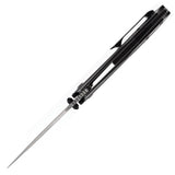 Kansept Knives Baku Linerlock - Black Damascus Blade With Stonewashed Titanium Handle by Kansept Knives