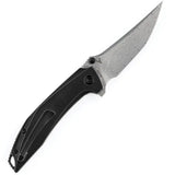 Kansept Knives Baku Linerlock - Black Damascus Blade With Stonewashed Titanium Handle by Kansept Knives