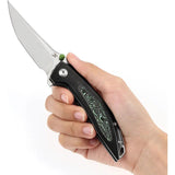 Kansept Knives Baku Linerlock - Black And Green Carbon Fiber Inlay CPM S35VN Blade