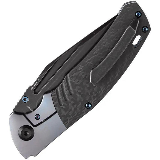 Kansept Knives Hinterland Framelock - Blue Anodized Titanium Handle With Twill Carbon Fiber Inlay by Kansept Knives