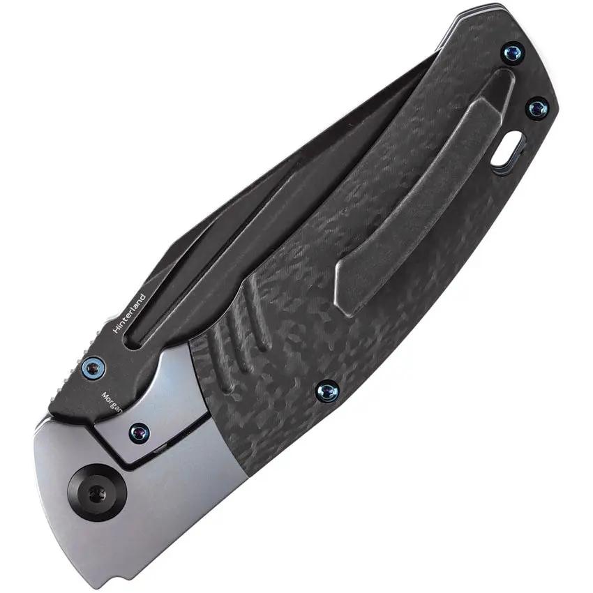 Kansept Knives Hinterland Framelock - Blue Anodized Titanium Handle With Twill Carbon Fiber Inlay by Kansept Knives