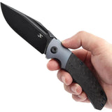 Kansept Knives Hinterland Framelock - Blue Anodized Titanium Handle With Twill Carbon Fiber Inlay by Kansept Knives