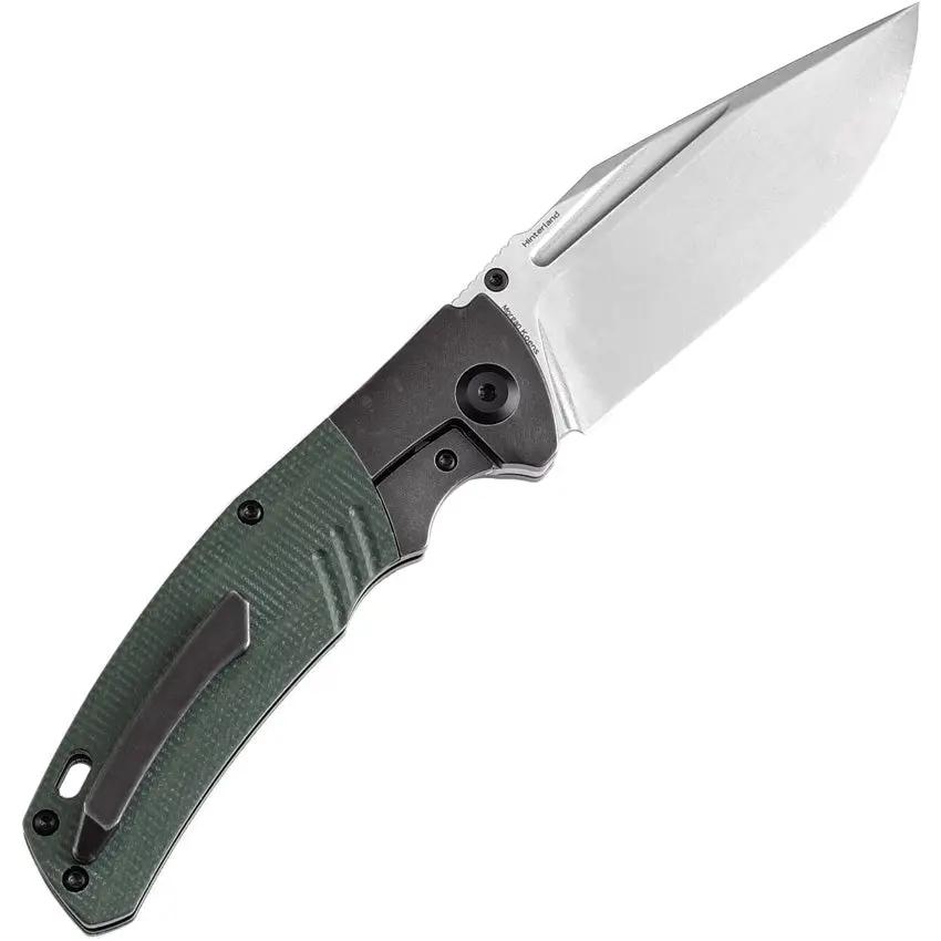 Kansept Knives Hinterland Framelock Green K1057A2 - CPM S35VN Blade With Titanium Handle And Green Micarta Inlay by Kansept Knives