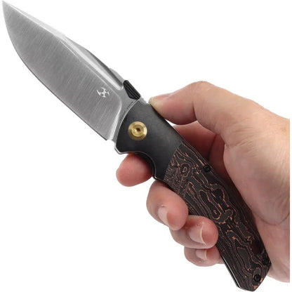 Kansept Knives Hinterland Framelock Copper - S35VN Blade With Titanium Handle And Copper Foil Carbon Fiber Inlay by Kansept Knives