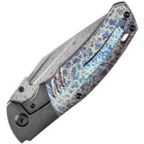 Kansept Knives Hinterland Framelock Lightning K1057A6 - Damascus Clip Point Blade With Lightning Titanium Inlay by Kansept Knives