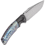 Kansept Knives Hinterland Framelock Lightning K1057A6 - Damascus Clip Point Blade With Lightning Titanium Inlay by Kansept Knives