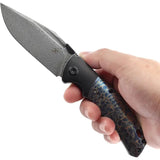 Kansept Knives Hinterland Framelock Lightning K1057A6 - Damascus Clip Point Blade With Lightning Titanium Inlay by Kansept Knives