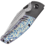 Kansept Knives Hinterland Framelock Lightning K1057A6 - Damascus Clip Point Blade With Lightning Titanium Inlay by Kansept Knives
