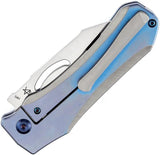 Kansept Knives Loki Framelock Blue Titanium Handle CPM S35VN Blade - Extended Tang Pocket Clip Nylon Pouch Included by Kansept Knives