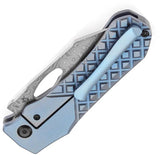 Kansept Knives Loki Framelock Damascus K1058B7 - Blue Fragment Pattern Titanium Handle With Damascus Blade by Kansept Knives