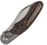 Kansept Knives Cosmos Framelock CopperCF CPM-20CV Wharncliffe Blade, Gray Titanium Handle With CopperCF Onlay by Kansept Knives