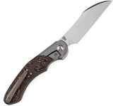 Kansept Knives Cosmos Framelock CopperCF CPM-20CV Wharncliffe Blade, Gray Titanium Handle With CopperCF Onlay by Kansept Knives