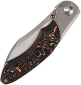 Kansept Knives Cosmos Framelock CopperCF CPM-20CV Wharncliffe Blade, Gray Titanium Handle With CopperCF Onlay by Kansept Knives