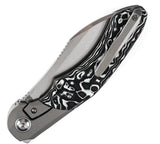 Kansept Knives Cosmos Framelock - CPM-20CV Wharncliffe Blade Gray Titanium Handle With Black And White Carbon Fiber Onlay by Kansept Knives