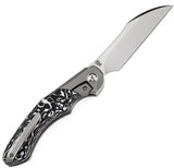 Kansept Knives Cosmos Framelock - CPM-20CV Wharncliffe Blade Gray Titanium Handle With Black And White Carbon Fiber Onlay by Kansept Knives