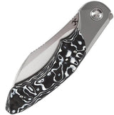 Kansept Knives Cosmos Framelock - CPM-20CV Wharncliffe Blade Gray Titanium Handle With Black And White Carbon Fiber Onlay by Kansept Knives