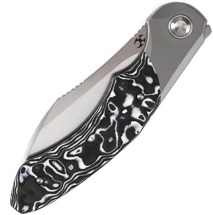 Kansept Knives Cosmos Framelock - CPM-20CV Wharncliffe Blade Gray Titanium Handle With Black And White Carbon Fiber Onlay by Kansept Knives