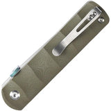 Kansept Knives BTF Linerlock Green G10 - S35VN Tanto Blade, 3.25in, 4.25in Closed, Thumb Disk, Pocket Clip by Kansept Knives