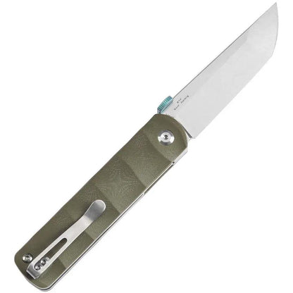 Kansept Knives BTF Linerlock Green G10 - S35VN Tanto Blade, 3.25in, 4.25in Closed, Thumb Disk, Pocket Clip by Kansept Knives