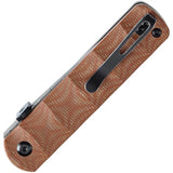 Kansept Knives BTF Linerlock Brown Micarta K1064A4 - Damascus Steel Tanto Blade by Kansept Knives