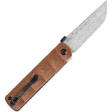 Kansept Knives BTF Linerlock Brown Micarta K1064A4 - Damascus Steel Tanto Blade by Kansept Knives