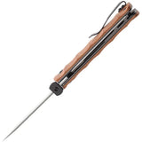Kansept Knives BTF Linerlock Brown Micarta K1064A4 - Damascus Steel Tanto Blade by Kansept Knives