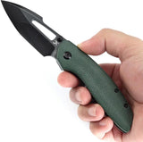Kansept Knives Link Framelock - Green Micarta CPM-20CV Harpoon Blade With BlackWash Finish by Kansept Knives