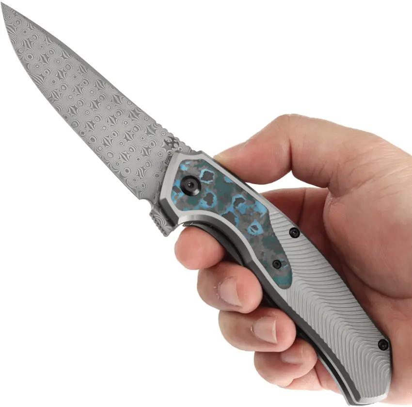 Kansept Knives Havorn Framelock - Damascus ArcCF Blade With Titanium Handle And Carbon Fiber Inlay by Kansept Knives