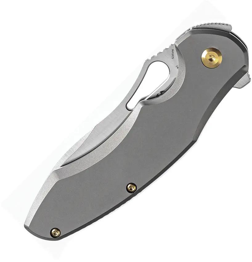 Kansept Knives Echis Framelock BSW - CPM S35VN Blade, 4.5in Closed, Gray Titanium Handle by Kansept Knives