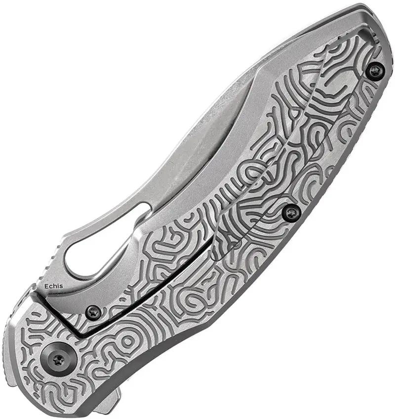 Kansept Knives Echis Framelock SW K1071A3 - Stonewashed CPM S35VN Blade With Gray Textured Titanium Handle by Kansept Knives