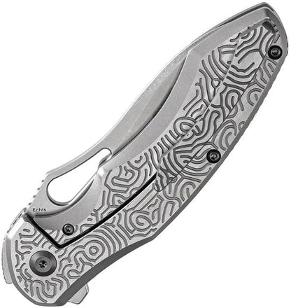 Kansept Knives Echis Framelock SW K1071A3 - Stonewashed CPM S35VN Blade With Gray Textured Titanium Handle by Kansept Knives