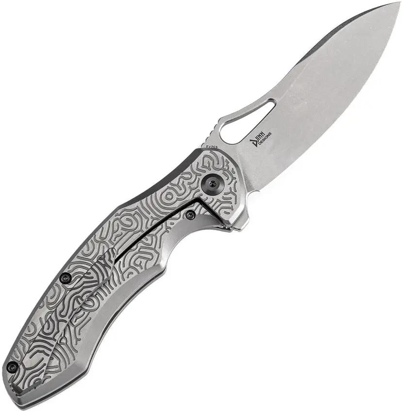 Kansept Knives Echis Framelock SW K1071A3 - Stonewashed CPM S35VN Blade With Gray Textured Titanium Handle by Kansept Knives