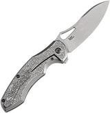Kansept Knives Echis Framelock SW K1071A3 - Stonewashed CPM S35VN Blade With Gray Textured Titanium Handle by Kansept Knives