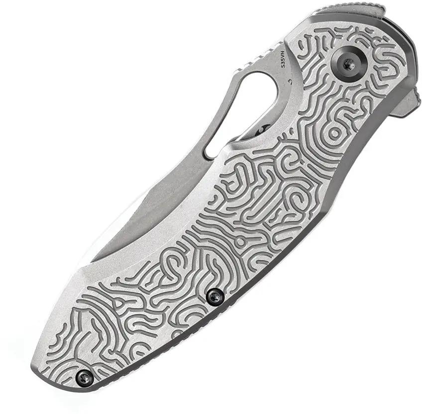 Kansept Knives Echis Framelock SW K1071A3 - Stonewashed CPM S35VN Blade With Gray Textured Titanium Handle by Kansept Knives