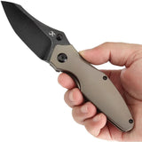 Kansept Knives Baba Yaga Framelock Bronze - CPM-20CV Wharncliffe Blade With Bronze Anodized Titanium Handle by Kansept Knives