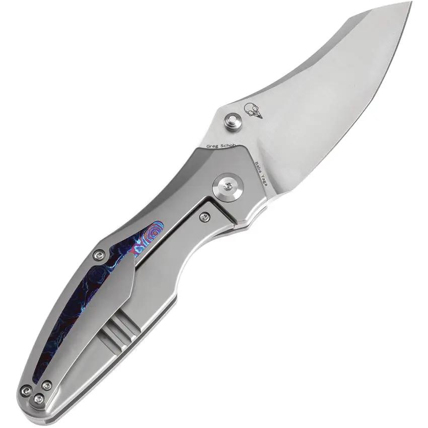 Kansept Knives Baba Yaga Framelock Timascus K1074A7 - Timascus Inlay With CPM 20CV Satin Wharncliffe Blade by Kansept Knives
