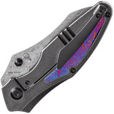 Kansept Baba Yaga Framelock Timascus Knife - 3.13 Inch Damascus Steel Blade Titanium Handle With Timascus Inlay by Kansept Knives