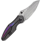 Kansept Baba Yaga Framelock Timascus Knife - 3.13 Inch Damascus Steel Blade Titanium Handle With Timascus Inlay by Kansept Knives