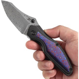 Kansept Baba Yaga Framelock Timascus Knife - 3.13 Inch Damascus Steel Blade Titanium Handle With Timascus Inlay by Kansept Knives