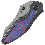 Kansept Baba Yaga Framelock Timascus Knife - 3.13 Inch Damascus Steel Blade Titanium Handle With Timascus Inlay by Kansept Knives