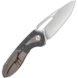 Kansept Knives Thoth Bolster Lock Twill CF K1075T3 - CPM 20CV Clip Point Knife With Gray Titanium Handle by Kansept Knives