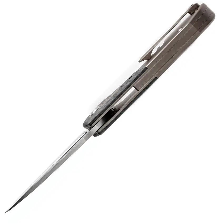 Kansept Knives Thoth Bolster Lock Twill CF K1075T3 - CPM 20CV Clip Point Knife With Gray Titanium Handle by Kansept Knives