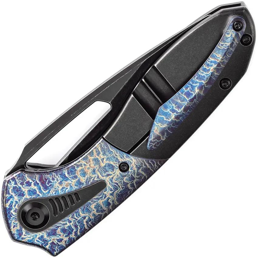 Kansept Knives Thoth Bolster Lock Lightning K1075T4 - Black Stonewash CPM-20CV Blade Lightning Anodized Titanium Inlay by Kansept Knives