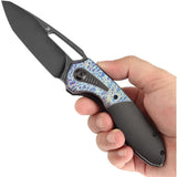 Kansept Knives Thoth Bolster Lock Lightning K1075T4 - Black Stonewash CPM-20CV Blade Lightning Anodized Titanium Inlay by Kansept Knives