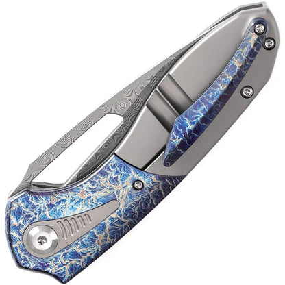 Kansept Knives Thoth Bolster Lock Light Dam K1075T5 - Damascus Clip Point Blade With Titanium Inlay And Pocket Clip by Kansept Knives
