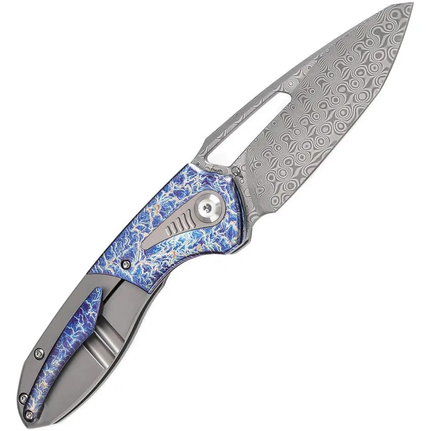 Kansept Knives Thoth Bolster Lock Light Dam K1075T5 - Damascus Clip Point Blade With Titanium Inlay And Pocket Clip by Kansept Knives