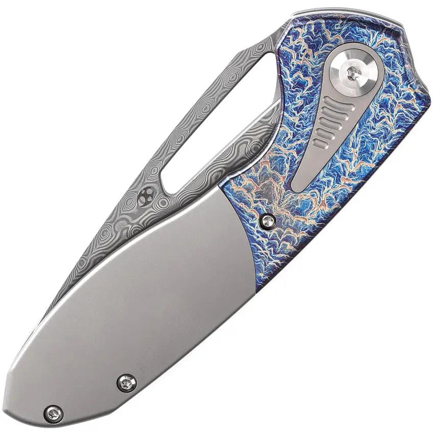 Kansept Knives Thoth Bolster Lock Light Dam K1075T5 - Damascus Clip Point Blade With Titanium Inlay And Pocket Clip by Kansept Knives
