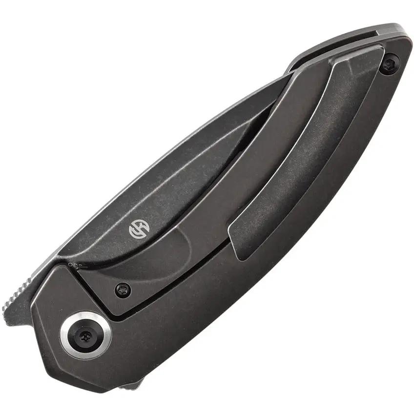 Kansept Knives ODD 21 Framelock Black Stonewash CPM 20CV Drop Point Blade - Extended Tang by Kansept Knives