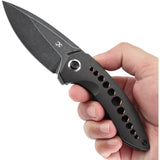 Kansept Knives ODD 21 Framelock Black Stonewash CPM 20CV Drop Point Blade - Extended Tang by Kansept Knives
