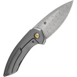 Kansept Knives ODD 21 Framelock Dama Gray - Damascus Steel Drop Point Blade, Gray Titanium Handle by Kansept Knives